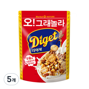 마켓오네이처 오 그래놀라 다이제 시리얼, 300g, 5개