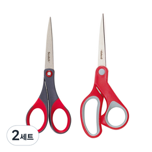 스카치 다용도 가위 20.3cm + 17.8cm, 레드, 2세트