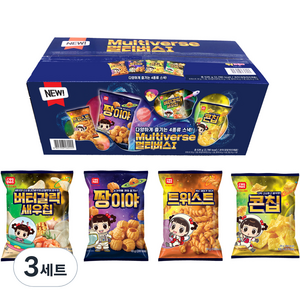 코스모스제과 멀티버스1 과자세트, 트위스트 5p + 버터갈릭새우칩 5p + 짱이야 4p + 콘칩 4p, 3세트