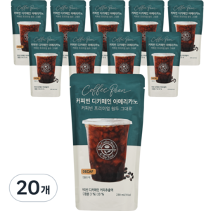 커피빈 디카페인 파우치커피, 230ml, 20개