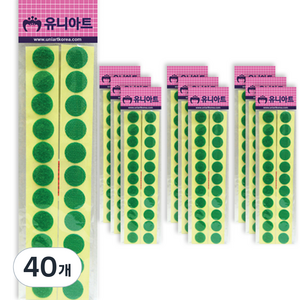 유니아트 원형찍찍이 20mm 초록, 40개