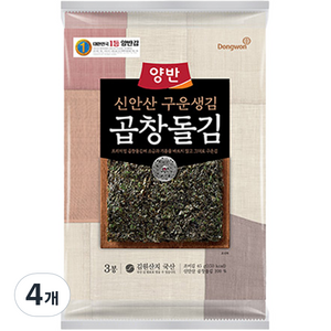 양반 구운생김 곱창돌김 5매 x 3봉, 45g, 4개