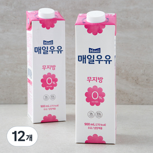 매일우유 무지방, 900ml, 12개