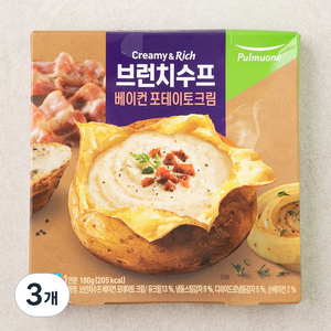 풀무원 브런치수프 베이컨 포테이토 크림 (냉장), 180g, 3개