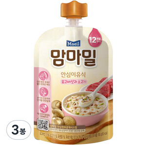 매일유업 맘마밀 안심이유식, 혼합맛(표고버섯/소고기), 100g, 3개