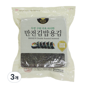 만전김 두번 구워 더욱 바삭한 김밥용김 100매, 230g, 3개