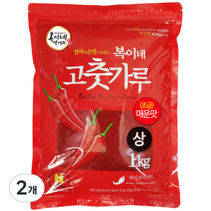 복이네먹거리 중국산 고춧가루 상 조금매운맛 찜용, 1kg, 2개