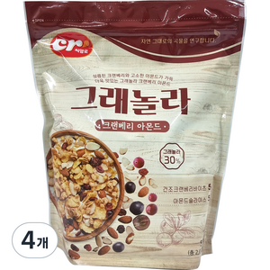 씨알로 크랜베리 아몬드 그래놀라 시리얼, 500g, 4개