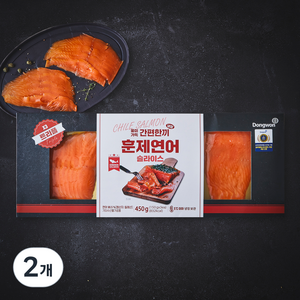 동원산업 간편한끼 훈제연어 슬라이스 3개입 (냉장), 2개, 450g