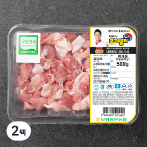 포크밸리 한돈 무항생제 앞다리 찌개용 (냉장), 500g, 2팩