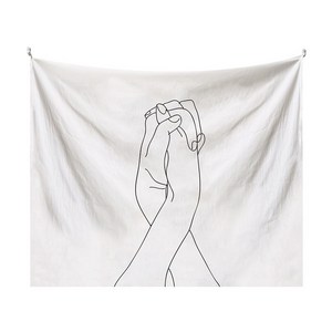 올하이 거실 인테리어 패브릭 포스터, 손잡고
