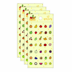 쁘띠팬시 뽀짝과일 씰 스티커 DA5573, 혼합색상, 4개