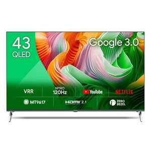 더함 4K UHD QLED 스마트 120Hz 돌비 AI 구글 3 게이밍 TV, 109cm(43인치), UA431QLED SMART CINEMA60 24C1, 스탠드형, 고객직접설치