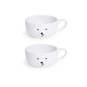 플라라 북극곰 도자기 플레이트 커피컵 FREE(지름 10.2cm x 높이 5cm), 혼합색상, 2개