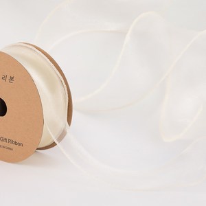 조이파티 쉬폰 오간디 리본끈 40mm, 아이보리, 9m, 1개