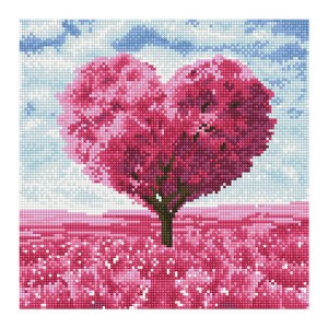 아이러브페인팅 캔버스형 보석십자수 DIY 키트 30 x 30 cm, 핑크하트나무, 1개