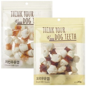 띵크유어도그티 치킨 15p + 오리 15p 강아지 우유 껌 세트, 1세트, 치킨, 오리, 240g