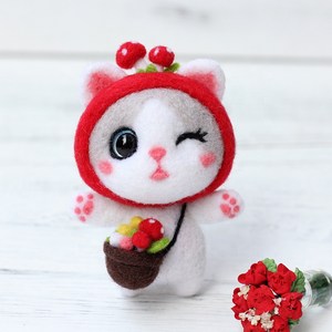 펫돌 양양이 니들펠트 인형 DIY 세트, 버섯 고양이, 1세트