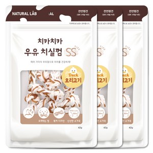 내츄럴랩 강아지 치카치카 우유 치실껌 SS 7p, 오리고기, 42g, 3개