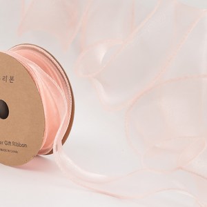 조이파티 쉬폰 오간디 리본끈 40mm, 핑크, 9m, 1개