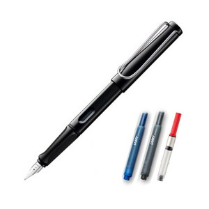 LAMY 사파리 만년필 컨버터 세트, EF, 만년필(블랙), 케이스(랜덤발송), 1세트