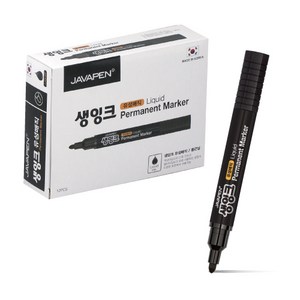 자바펜 생잉크 유성 매직 12p, 검정, 1개