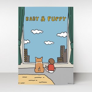 뚜뚜아트 가족 포스터 신혼집 아기방 아이방 인테리어 그림 감성 포스터, 40. Baby and puppy