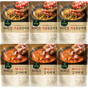 비비고 베스트 찌개요리(돼지고기김치찌개3/차돌된장찌개3), 1세트, 460g