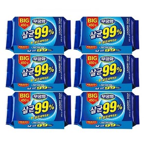 무궁화 살균 99% 빅 세탁비누, 450g, 6개