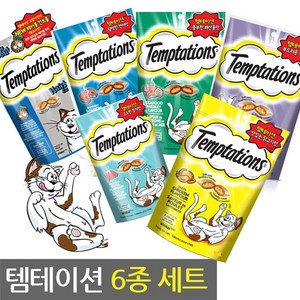 스마트리빙 [꼼냥] 고양이 간식 템테이션 6종 콤보 세트 스낵, 닭고기+해산물+우유+연어+참치+헤어볼, 1개
