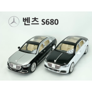 1:22 벤츠 마이바흐 bentz 다이캐스트 모형 다이케스트 GTR GTS AMG 완구 미니어쳐 피규어 자동차 장난감, 블랙&실버, 1개