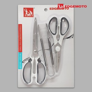[메가마트]에찌모토 실버티타늄 가위&집게 세트 250mm 210mm 190mm, 필수, 1개