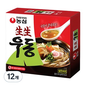 농심 생생우동 봉지 3개입, 253g, 12개