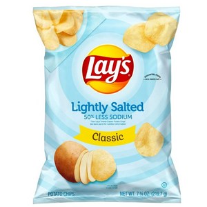 [미국직배송]레이스 저염 라이트 쏠티드 클래식 감자칩 1개x219.7g Lay's Lightly Salted Classic Potato Chips, 1개, 219.7g