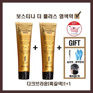 [홈쇼핑] 보스티나 더 플러스 3분 간편 염색약 110ml 홈쇼핑염색약 연예인염색약 + 염색세트, 다크(흑갈색)2개+염색세트1세트, 1개