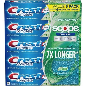 크레스트 컴플리트 스콥 어드밴스 치약 10개 Cest Complete + Scope Advanced Active Foam Toothpaste 10 pack, 184g