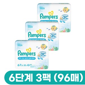 팸퍼스 2024 터치 오브 네이처 썸머 팬티형 기저귀, 6단계, 96매