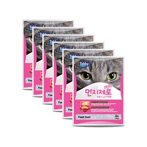 테비토퍼 먼지제로 고양이 모래 복숭아향, 4L, 6개