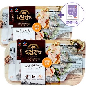 코스트코 더건강한 허니 슬라이스햄 350g X 4 + 더메이런소독티슈, 4개