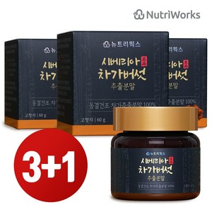 뉴트리웍스 시베리아 명품 차가버섯 추출분말 고농축 60g x 3개 (+1개 추가 증정), 4개