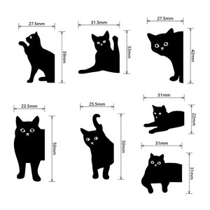 미투리아 고양이 마그네틱 자석 책갈피 북마크 7종 세트, 2번세트, 7개입, 블랙