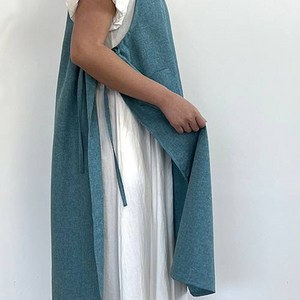 빅사이즈 더블 원피스앞치마 (2colo) 어린이집 유치원 단체, 1개, 블루그린 (레이어드)