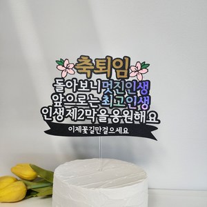 퇴임토퍼 퇴사 퇴직 은퇴 응원 케이크토퍼, 1개