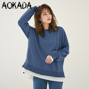 AOKADA 빅사이즈 맨투맨 가을 긴팔 티셔츠 투피스 라운드넥 여성맨투맨