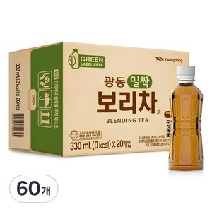 광동제약 밀싹 보리차 그린 무라벨, 330ml, 60개