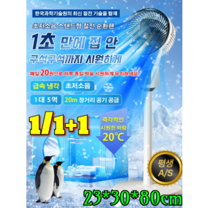 1/1+1 초저소음 스탠드 절전 순환 선풍기 스탠드형 리모컨 저소음 선풍기 가정용 써큘레이터 스탠드 리모컨무소음 키높이 스텐드 선풍기/1초 급속 냉각/초저소음, [1+1개]화이트, 23x30x80CM