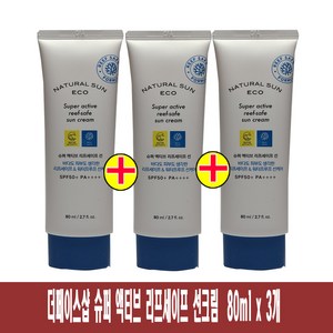 더페이스샵 내추럴선에코 슈퍼 액티브 리프세이프 선크림 SPA50+ PA++++, 80ml, 3개