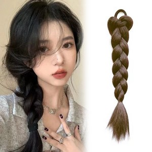 하이유니 프리티 땋은머리 브레이드 포니테일 머리끈 부분 가발 35cm, 쿨브라운, 1개