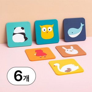 블루덕 캐릭터 실리콘 컵받침 6p, 1세트