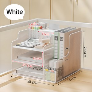 Onshow 서류 정리함 책상 수납 서류함 오거나이저 책꽂이, 화이트, 3단
